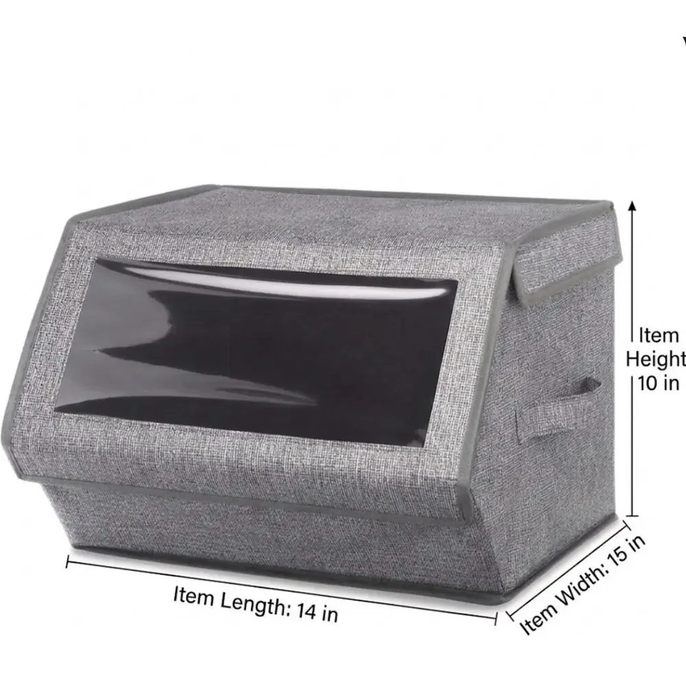 Stackable Window Box Closet Organizer Storage Bin with Magnetic Closure
